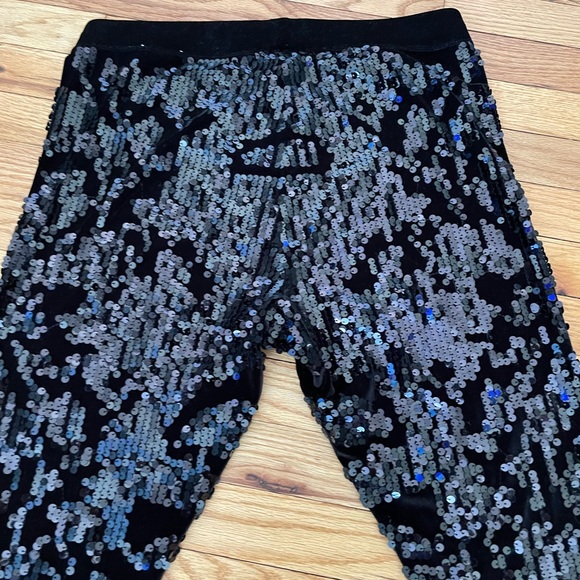 NWOT Sequin High Rise Leggings Velvet Evening Club Night out Trousers Shiny Fit - Picture 6 of 9